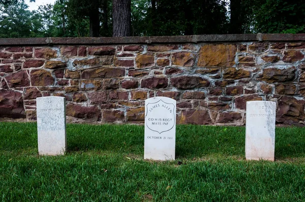 Civil War Grave Markers Balls Bluff Battlefield Virginia Usa — Fotografia de Stock