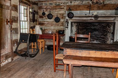 Interior of Log Cabin, Sky Meadows State Park, Virginia, USA, Delaplane, Virginia
