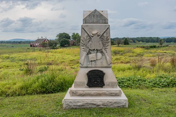 Pomnik Pułku Piechoty Michigan Gettysburg Pensylwania Usa Gettysburg Pensylwania — Zdjęcie stockowe