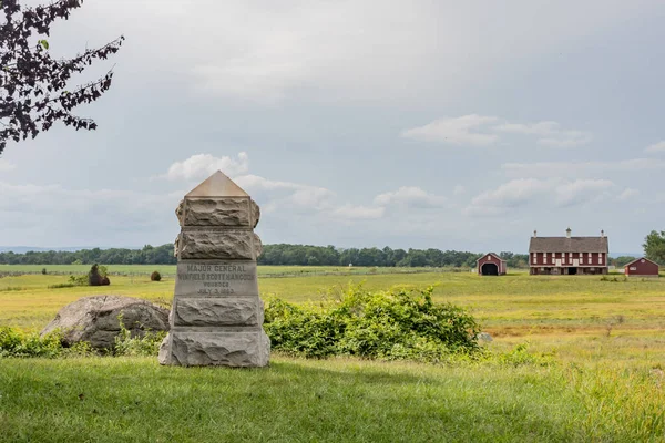 Winfield Scott Hancock Wounding Monument Gettysburg National Military Park Usa — Stock Photo, Image