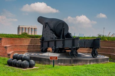 Fort McHenry, Maryland, ABD, Baltimore, Maryland 'de Cannon' a yakın çekim