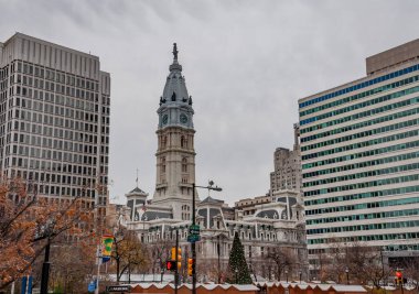 Philadelphia Belediye Binası Noel sezonu boyunca, Pennsylvania ABD, Philadelphia, Pennsylvania