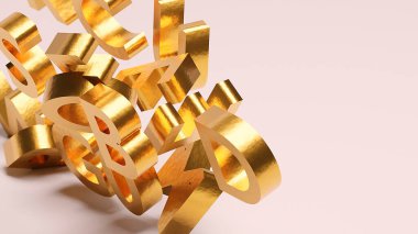 Pembe arkaplan, zarif okuma ve ilham konsepti üzerine kopyalama alanı olan 3D altın harfler