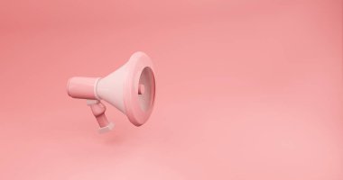 Pembe arka planda megafonun 3d minimalist illüstrasyonuName