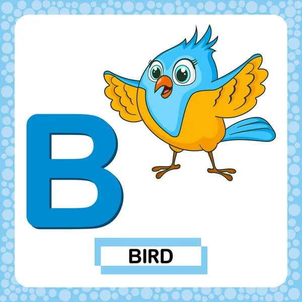 Letter Uppercase Cute Cartoon Character Bird Isolated White Background Funny — Stock vektor