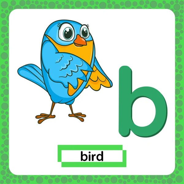 Letter Lowercase Cute Cartoon Character Bird Isolated White Background Funny — Stock vektor