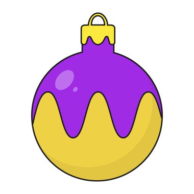 Parlak Noel balosu. Beyaz arka planda izole edilmiş şirin bir noel balosu. Kış sembolü Noel ya da Yeni Yıl dekorasyon, poster, afiş, eğitim kartı için tasarım öğesi. Düz biçimli vektör