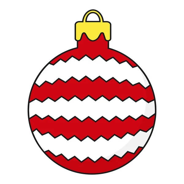 Різдвяна Кулькова Іграшка Милий Мультяшний Різдвяний Ізольований Білому Тлі Зимовий — стоковий вектор