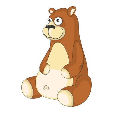 Ayı. Beyaz arka planda izole edilmiş şirin genç ayı. Hayvanat bahçesi çizgi film karakteri. Hayvanları öğrenen çocuklar için eğitim kartı. Çocuklar için Mantık Oyunları. Çizgi film tarzında vektör illüstrasyonu