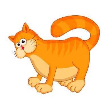 Kedi. Beyaz arka planda izole edilmiş şirin kedi ya da kedi yavrusu. Çiftlik hayvanı çizgi film karakteri. Hayvanları öğrenen çocuklar için eğitim kartı. Çocuklar için Mantık Oyunları. Çizgi film tarzında vektör illüstrasyonu
