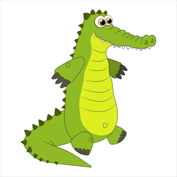 Krokodyl Postać Kreskówki Aligator Odizolowany Białym Tle Szablon Słodkiego Dzikiego — Wektor stockowy