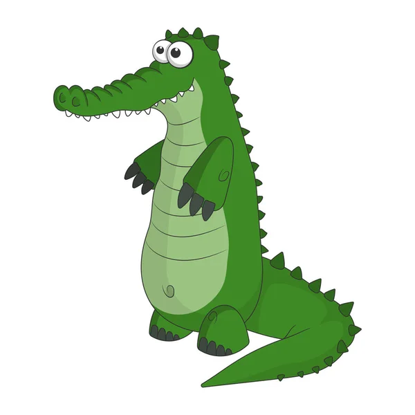 Jacaré Bonito Crocodilo Jovem Isolado Fundo Branco Caráter Desenho Animado — Vetor de Stock