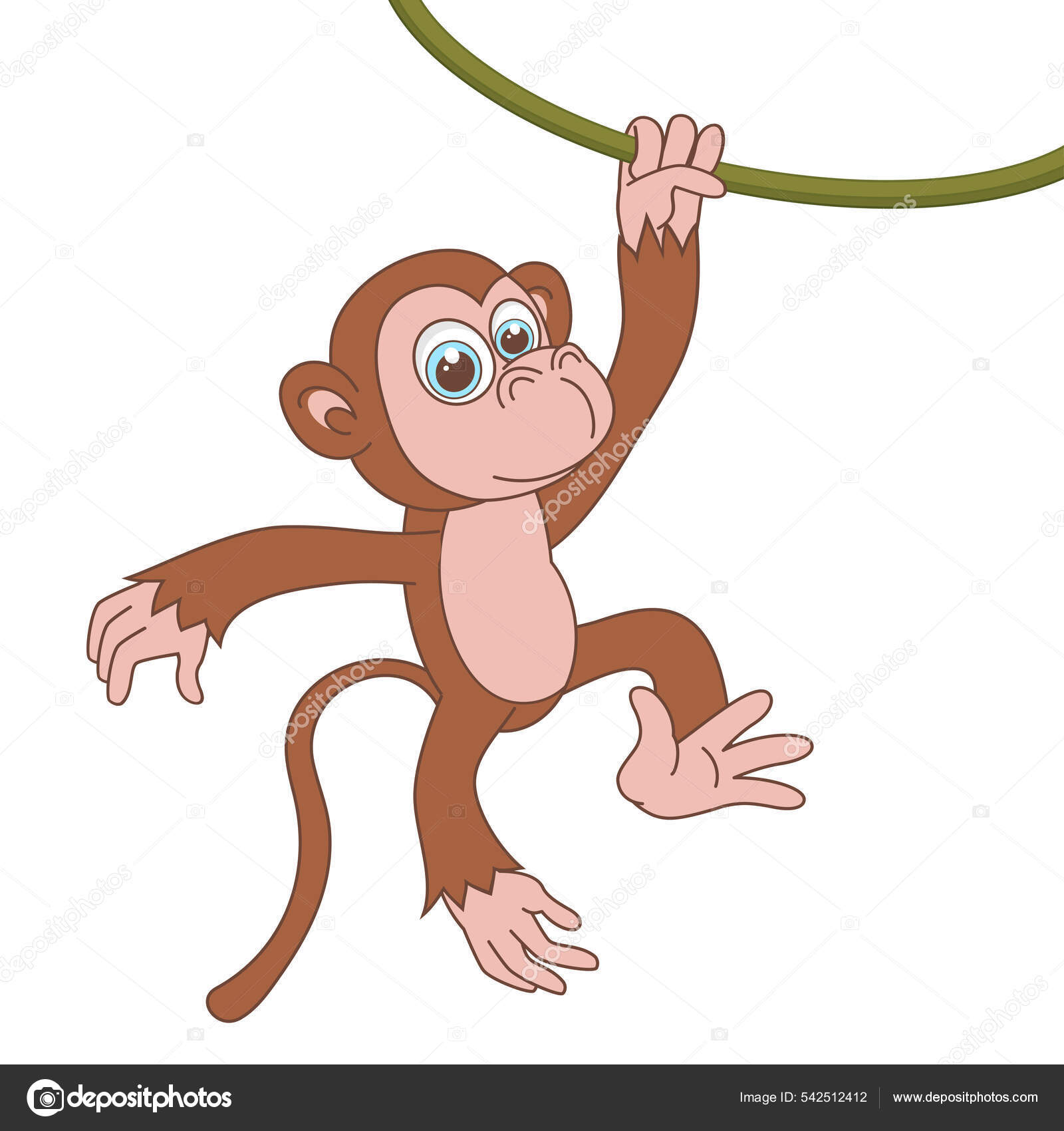 Macaco Bonito Personagem Desenho Animado Simples imagem vetorial