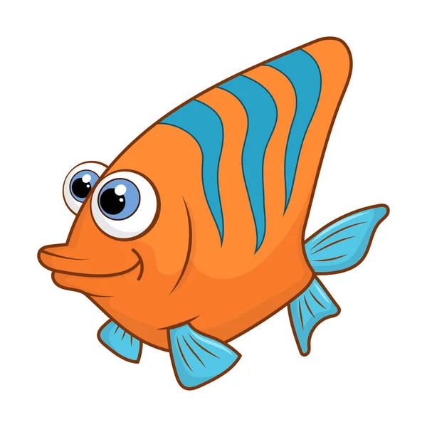 Personaje Dibujos Animados Coral Pescado Aislado Sobre Fondo Blanco Criatura — Vector de stock