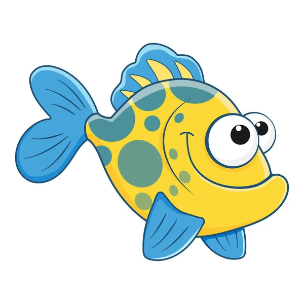 漫画のキャラクター白を背景に隔離されたリーフフィッシュ 熱帯水中の水生生物 かわいい海魚のテンプレート 動物を学ぶ子供のための教育カード 漫画風のベクトルデザイン — ストックベクタ