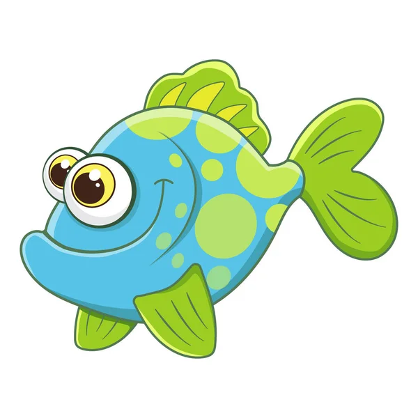 白い背景に隔離された漫画のキャラクター海洋魚 熱帯水中の水生生物 かわいい海魚のテンプレート 動物を学ぶ子供のための教育カード 漫画風のベクトルデザイン — ストックベクタ