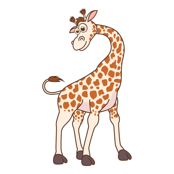 Divertente Giraffa Carino Giovane Giraffa Isolato Sfondo Bianco Zoo Animale — Vettoriale Stock