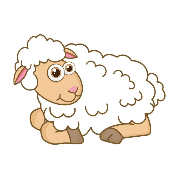Joven Cordero Personaje Dibujos Animados Lamb Aislado Sobre Fondo Blanco — Vector de stock