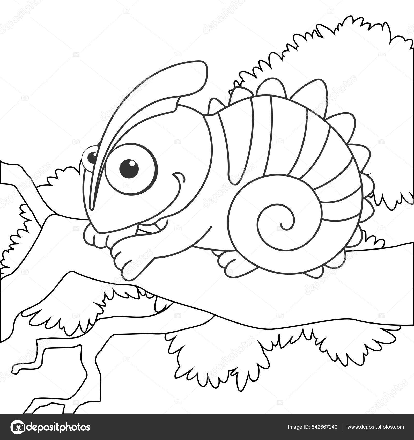 Desenho de camaleão bonito para colorir  Desenhos para colorir e imprimir  gratis