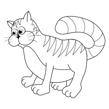 Renksiz Kedi Yavrusu çizgi filmi. Boyama sayfaları. Çocuklar için komik kedi boyama kitabı şablonu. Siluet Kedicik. Çocuk için çalışma kâğıdı ya da stres önleyici sayfa. Güzel özet eğitim oyunu. EPS10