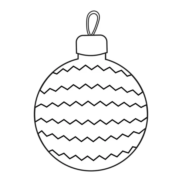 Boule Noël Incolore Page Modèle Noir Blanc Pour Livre Colorier — Image vectorielle