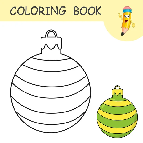 Livro Para Colorir Com Desenhos Animados Bola Ano Novo Amostras — Vetor de Stock