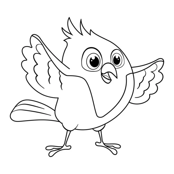 Oiseau Dessin Animé Incolore Agite Les Ailes Coloriages Page Modèle — Image vectorielle
