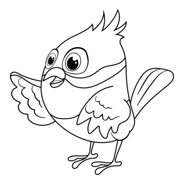 Oiseau Dessin Animé Incolore Est Parler Coloriages Page Modèle Pour — Image vectorielle