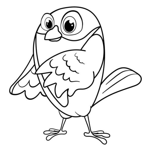 Oiseau Dessin Animé Incolore Est Gestuelle Coloriages Page Modèle Pour — Image vectorielle