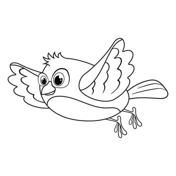 Colorless Cartoon Bird Fly Coloring Pages Template Page Coloring Book — Stock Vector