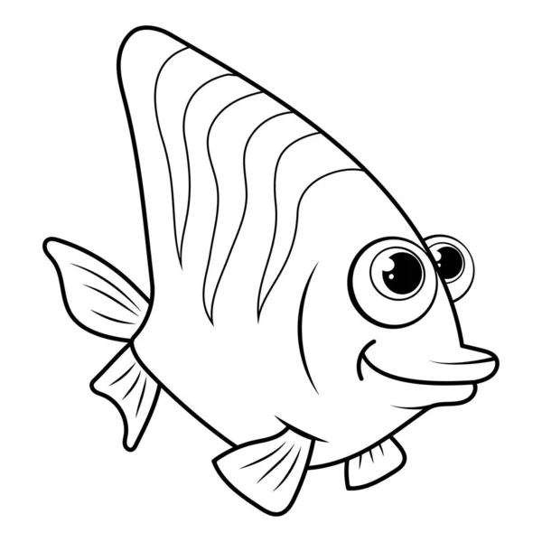 無色の漫画サンゴ魚 ぬり絵だ 子供のための面白い海魚の本を着色するためのテンプレートページ 蝶の魚 子供のためのワークシートまたは抗ストレスページを練習します かわいいアウトライン教育ゲーム — ストックベクタ