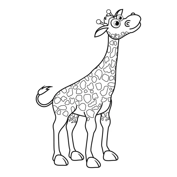 Incolore Cartone Animato Giraffa Sorride Disegni Colorare Pagina Modello Libro — Vettoriale Stock