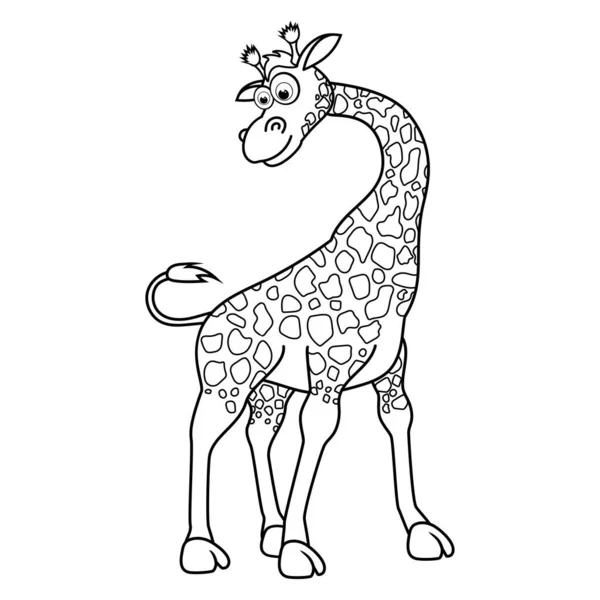 Incolore Cartone Animato Giraffa Sorride Disegni Colorare Pagina Modello Libro — Vettoriale Stock