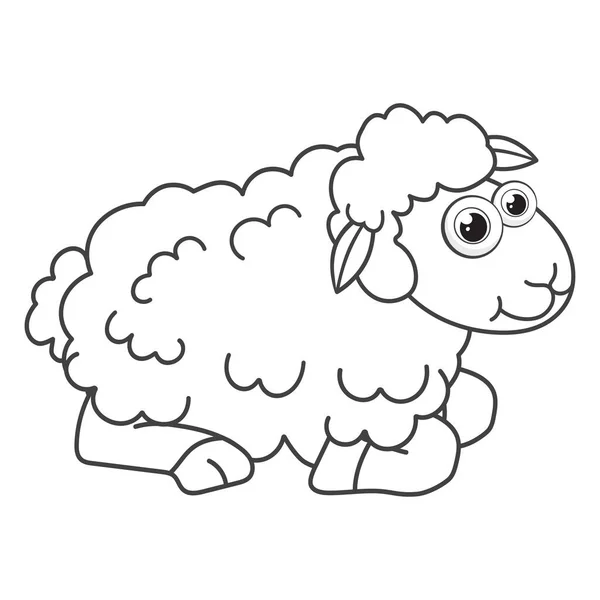 Farblose Karikatur Eines Jungen Schafes Ausmalbilder Malvorlage Für Malbuch Von — Stockvektor