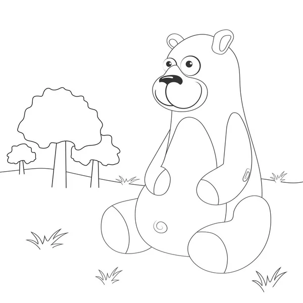 漫画クマのぬりえページアウトライン 子供のための面白いグリズリーのぬり絵のページ かわいい動物についての活動無色の画像 子供のための抗ストレスページ 白黒ベクトルイラスト — ストックベクタ