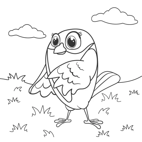 Coloring Page Outline Cartoon Littel Bird Page Coloring Book Birdie — Stock Vector