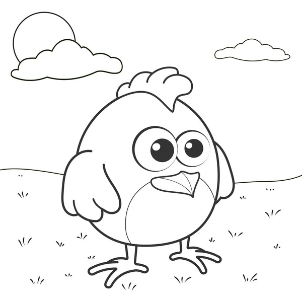 Coloring Page Outline Cartoon Chicken Page Coloring Book Funny Bird — Stock Vector