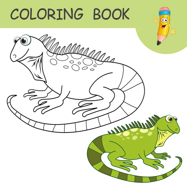 Libro Para Colorear Con Carácter Divertido Salamandra Dragón Muestras Incoloras — Vector de stock
