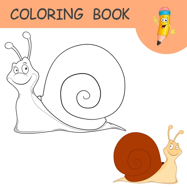 Libro Colorare Con Personaggio Divertente Lumaca Campioni Incolori Colorati Slug — Vettoriale Stock