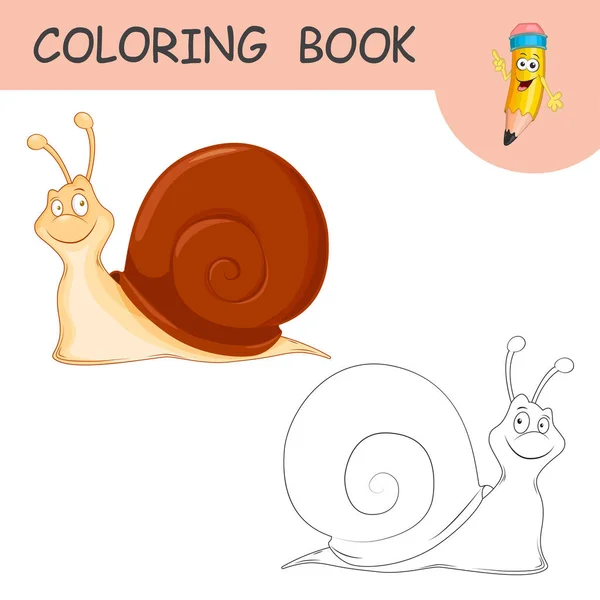 Colorare Lumaca Del Fumetto Carino Libro Colorare Pagina Cartone Animato — Vettoriale Stock