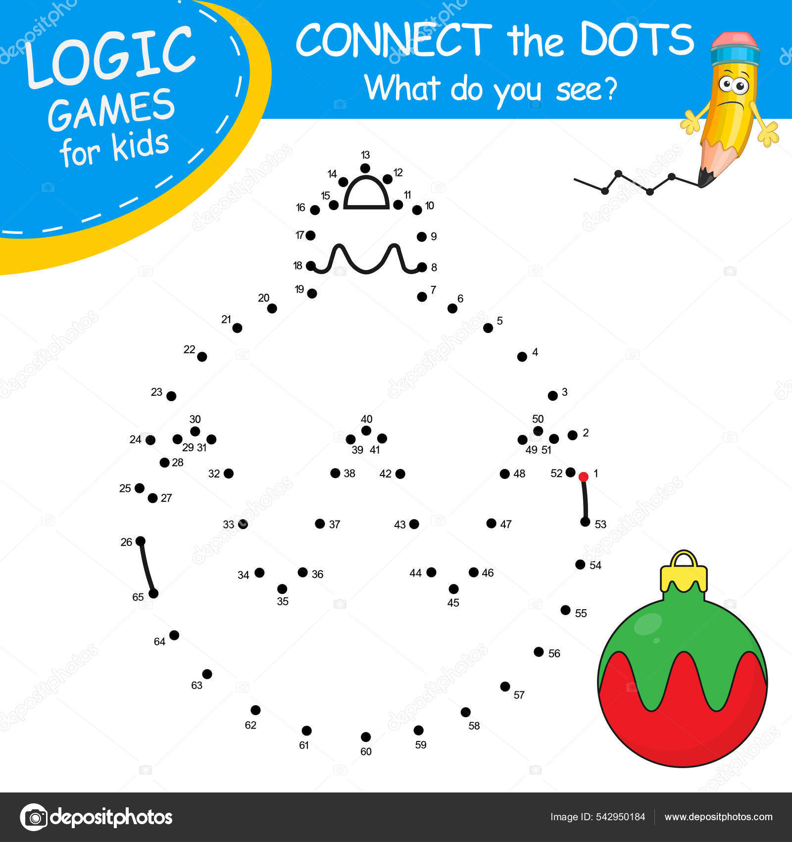Conecte Os Pontos Por Números Para Desenhar a Bola De Natal. Jogo  Educacional Ponto a Ponto E Página De Colorir Com Desenho Animad Ilustração  do Vetor - Ilustração de enigma, junte: 239399700