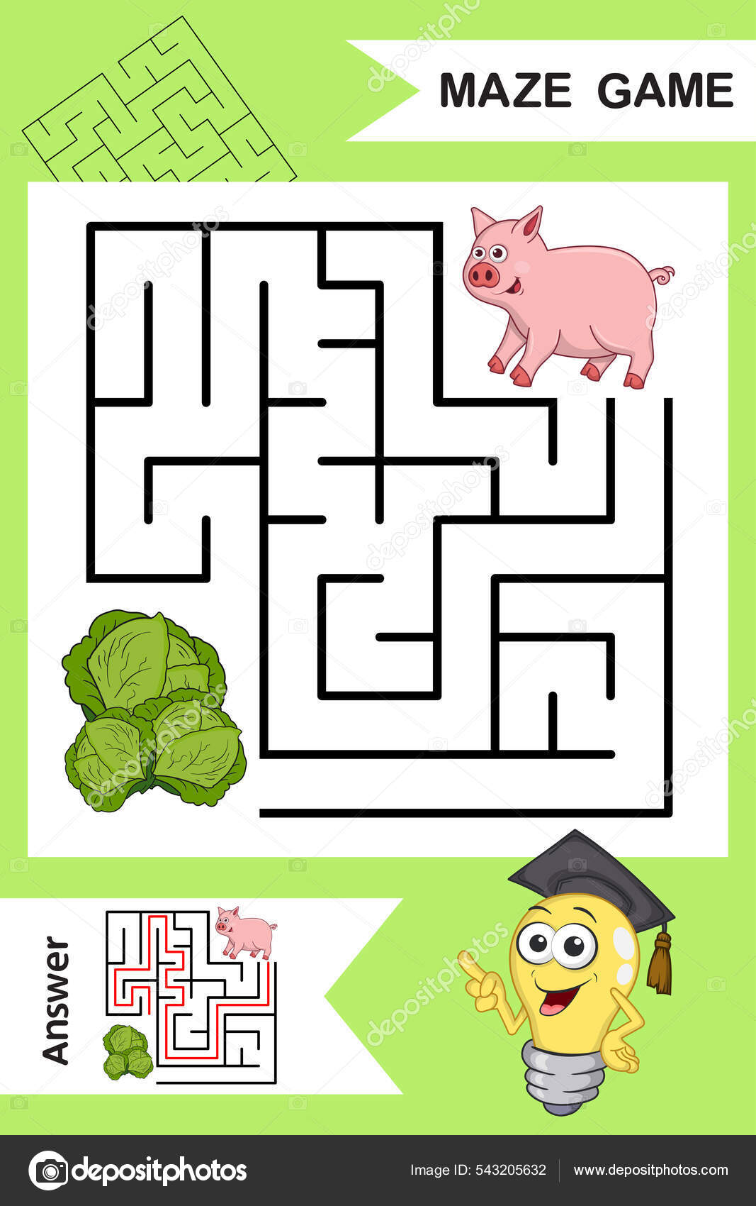 Jogo abstrato de labirinto simples com resposta enigma fácil para crianças