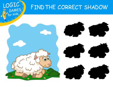 Doğru gölgeyi bul renkli arkaplanda şirin Lamb çizgi filmi. Eğlenceli karakterli çocuklar için eğitici eşleştirme oyunu. Çocuklar için Mantık Oyunları. Çocuk yuvası ya da okul için görev kartı.