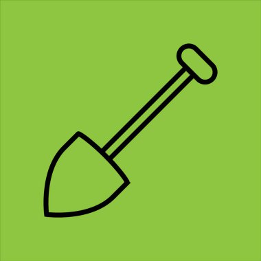 Yeşil arkaplanda kürek simgesi izole edildi. 