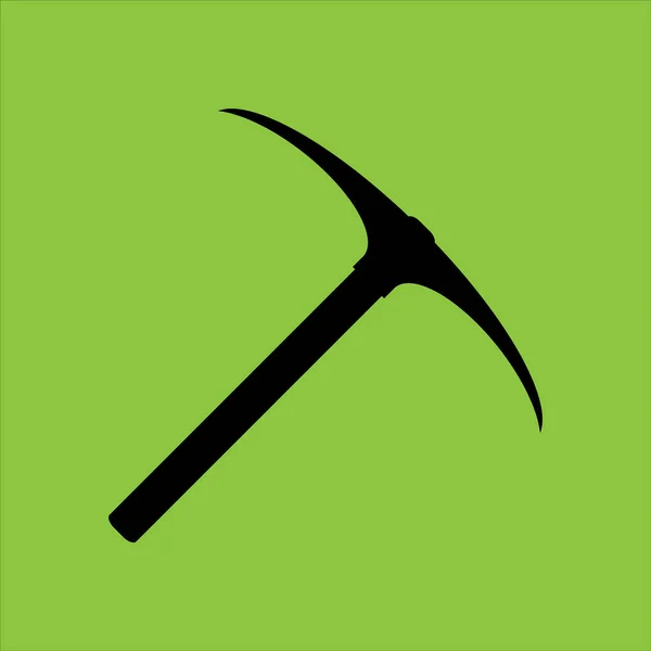 Pickaxe, ikona Pickaxe izolována. zelené pozadí. — Stockový vektor