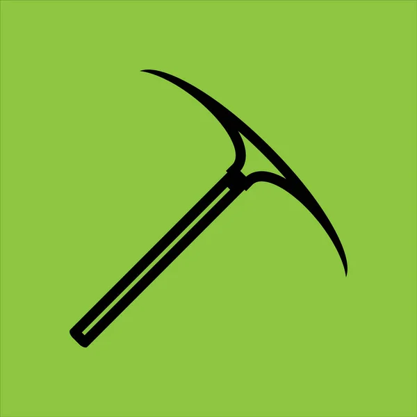 Pickaxe, ikona Pickaxe izolována. zelené pozadí. — Stockový vektor