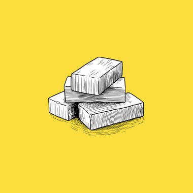 Tuğla Simgesi, İnşaat Konsepti, Eskiz ve Vintage tarzı. - Vektör. Vektör illüstrasyonu