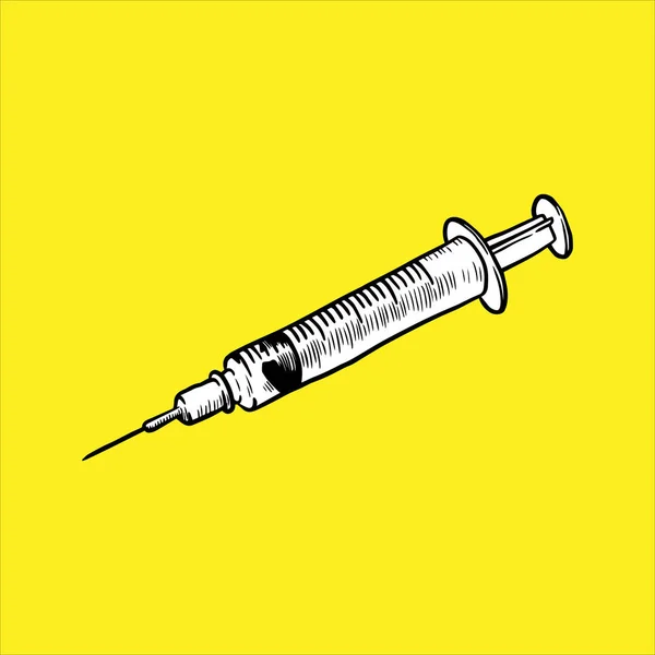 Illustration of Syringe. Hand drawn. Vintage Style. Vector illustration