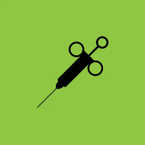 Surgical Syringe Icon Isolated Green Background Vector Illustration — Wektor stockowy