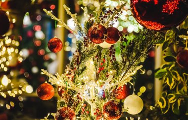 Noel oyuncakları ve ışıklar